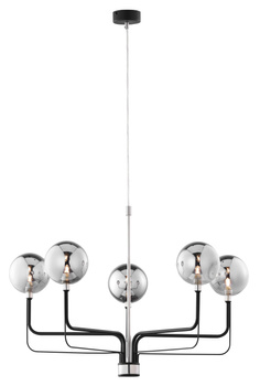 ERIS nowoczesny żyrandol czarny niklowany 5-ramienny klosz 1888