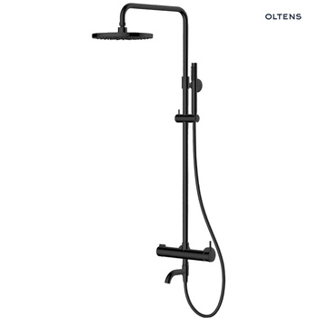 Oltens Molle Numa zestaw wannowo-prysznicowy ścienny z deszczownicą czarny mat 36506300