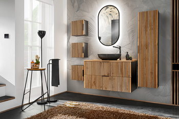 Zestaw meblowy 100cm z umywalką nablatową, szafką wysoką i lustrem led Xilo – SET-XIL B 100CM UN. MONA MB A3