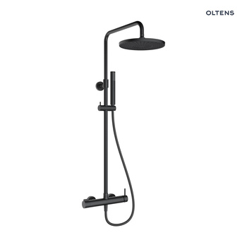 Oltens Molle zestaw prysznicowy ścienny z deszczownicą czarny mat 36504300