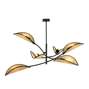 Ratanowa lampa sufitowa czarny/beżowy 6-punktowa LOTUS 1108/6