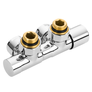 Zawór Duoplex Invena PROV CZ-96-015-S – komplet do dolnego podłączenia grzejnika, chrom