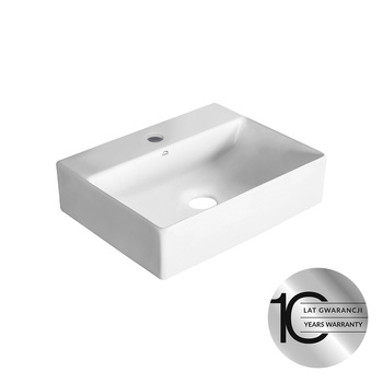 Kvadrato - umywalka nablatowa/ścienna ceramiczna z miejscem na baterię