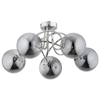 Lampa sufitowa 5-punktowa BANKO 63205 z okrągłymi kloszami SREBRNA
