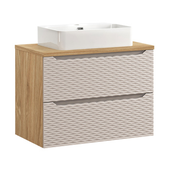 Zestaw meblowy 80cm z blatem i umywalką nablatową Trust Ocean Beige – set-ocb b 80cm s un trust wh