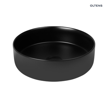 Oltens Lagde umywalka 35,5 cm nablatowa okrągła z powłoką SmartClean czarny mat 40804300