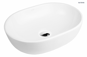 Oltens Hamnes umywalka 47,5x34 cm nablatowa owalna biała 40309000