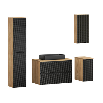 Zestaw meblowy 90cm z blatem, umywalką nablatową Slim i szafką wysoką Ocean Black – set-ocbl b 90cm s un slim bl hc2d