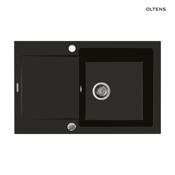 Oltens Gravan zlewozmywak granitowy 1-komorowy z krótkim ociekaczem 79x50 cm czarny mat 72100300