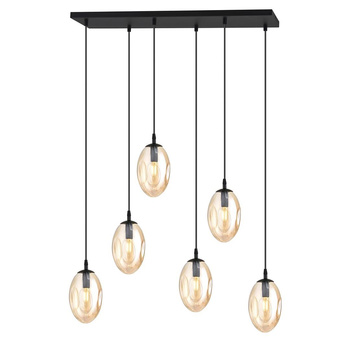 Czarny żyrandol/lampa wisząca z miodowymi kloszami EMIBIG 1267/6