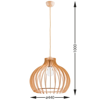 Lampa sufitowa wisząca LAVAYA 60023 z drewnianym kloszem