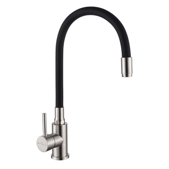 BATERIA ZLEWOZMYWAKOWA SILVA Z RUCHOMĄ WYLEWKĄ, INOX / CZARNA