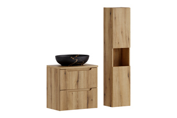 Zestaw meblowy 60cm z blatem, umywalką nablatową Mona i szafką wysoką set-noce b oak 60cm s un mona hc