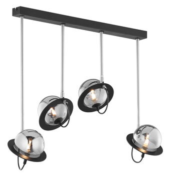 PLANET nowoczesny żyrandol niklowany 4-punktowy klosz dymny 1896