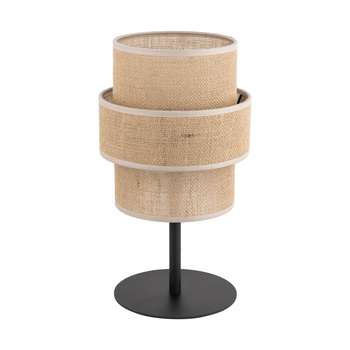 Mała lampa na noc czarny/beżowy juta 15W CALISTO JUTA 5404