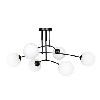 Plafon lampa oryginalna 6x40W E14 70cm czarny/szkło mleczne 670/6 PREGOS 6