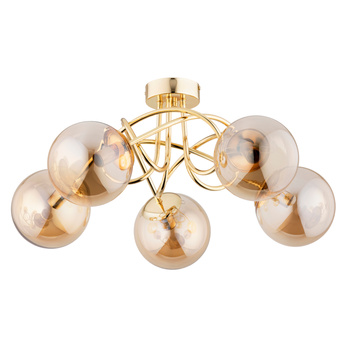 Lampa sufitowa 5-punktowa BANKO 63203 z okrągłymi kloszami ZŁOTA