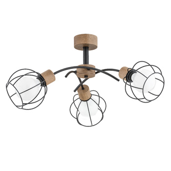 Loftowa lampa wisząca z trzema kloszami PALOMA 28383 DREWNO