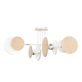 Skandynawska lampa podsufitowa 4x60W biały/drewniany E27 174/4 ZITA 4