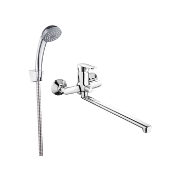 BATERIA WANNOWA VERSO Z DŁUGĄ WYLEWKĄ I ZESTAWEM NATRYSKOWYM