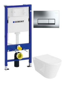 Kompletny zestaw podtynkowy  3/6 L GEBERIT Duofix Basic + miska z deską wolnoopadającą + przycisk chrom