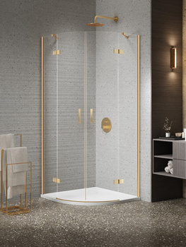Kabina prysznicowa 80x80x200 – Złoty, szkło 6 mm (K-3796) | New Trendy