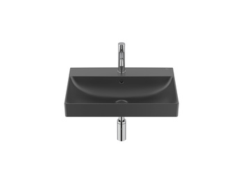 ONA Umywalka ścienna 60x46 cm Fineceramic® CZARNY MAT