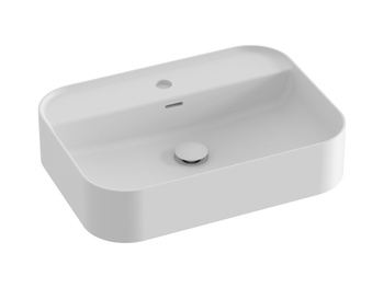 Ravak Prostokątna umywalka ceramiczna nablatowa z półką Ravak Ceramic R Slim Shelf 55 cm biały mat XJX0E155005