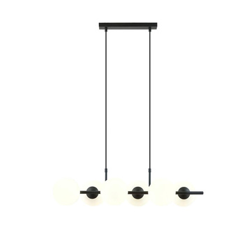 Lampa wisząca molekuły 6xE14 czarna/ białe klosze RORY 1205/6