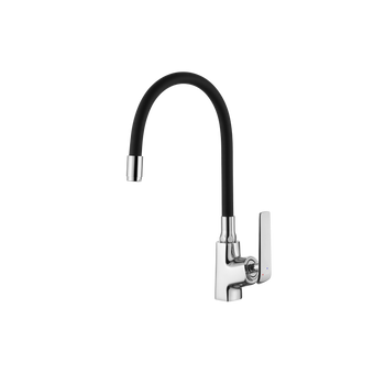 BATERIA ZLEWOZMYWAKOWA LIGARIA Z ELAST WYLEWKĄ INVENA TREND, CHROM/CZARNY