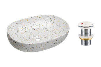 Umywalka nablatowa ceramiczna 60cm SET-LILI T201M-W21-3 Comad z korkiem click‑clack