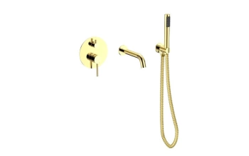 Bateria wannowa podtynkowa 3-punktowa Veo jasny złoty