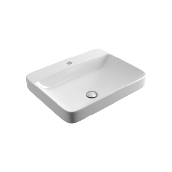 Holmi 59 umywalka nablatowa/wpuszczana 59x47 cm prostokątna z otworem na baterię, biały połysk