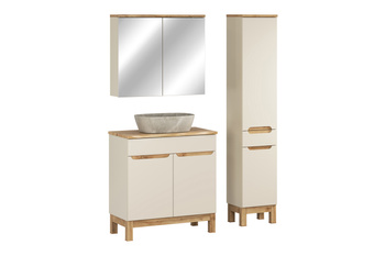 Zestaw meblowy 80cm z blatem, umywalką nablatową Anna, szafką wysoką i szafką z lustrem SET-BAC B NAT WOTAN 80CM UN ANNA HC MC