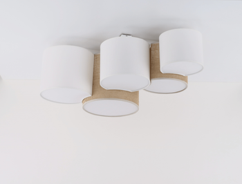 Plafon z jutowymi abażurami do salonu 5x15W LED biały/brązowy MONA JUTA 5909 TK Lighting