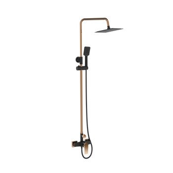 DESZCZOWNIA Z BATERIĄ NATRYSKOWĄ MIDNIGHT INVENA TREND BLACK/GOLD ROSE