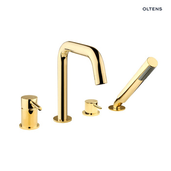 Oltens Molle bateria wannowo-prysznicowa kompletna 4-otworowa złoty połysk 34200800