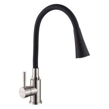 BATERIA ZLEWOZMYWAKOWA GABI Z RUCHOMĄ 2F WYLEWKĄ, INOX / CZARNA