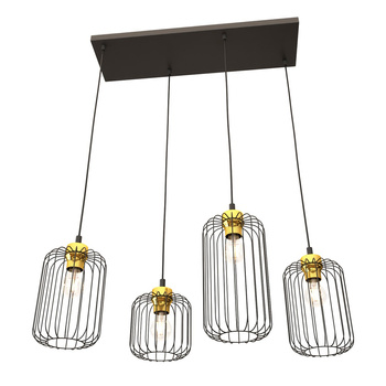 Lampa wisząca regulowana Vander 4xE27 czarna/złota EMIBIG 1364/4