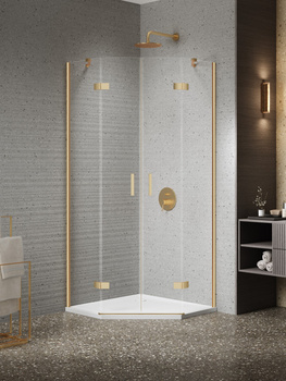 Kabina prysznicowa 80x80x200 – Złoty, szkło 6 mm (K-3803) | New Trendy