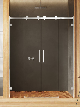 Drzwi wnękowe 160x200 – Chrom, szkło 8 mm (EXK-5268) | New Trendy