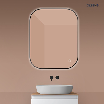 Oltens Nordlis lustro 80x100 cm prostokątne z oświetleniem od tyłu z matą grzewczą czarny 64127300