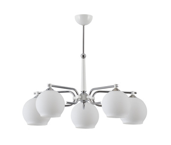 AXEL nowoczesny żyrandol chromowany 5-ramienny biały klosz 1399