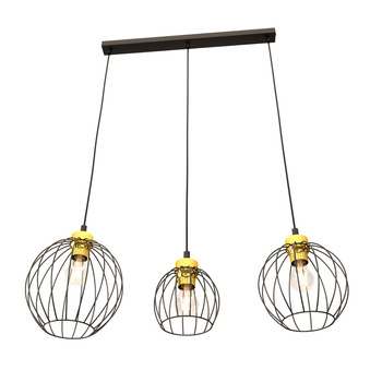 Lampa wisząca druciana na listwie Nando 3xE27 czarna/złota EMIBIG 1368/3