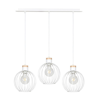 Metal lampa wisząca LOFT drewno białe kule 3x60W 755/3 BARBADO 3