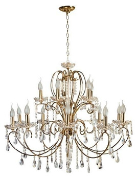 Stylowy żyrandol kryształowy francuskie złoto 88cm 15xE14 AURORA