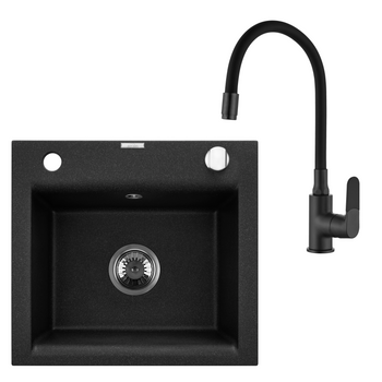 ZLEWOZ GRANIT 1K TESALIA W ZES Z CZARNĄ BZ JOGA PLUS SYF CHROM