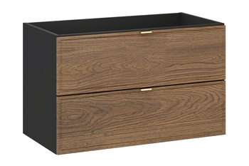 Szafka łazienkowa Comad 80cm 2 szuflady Czarny Mat, Dąb Casella – TALIA CASELLA 82-80-46-2S