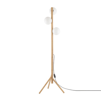 Lampa podłogowa ESTERA drewno + szklane kule 3-punktowa TK Lighting 5809