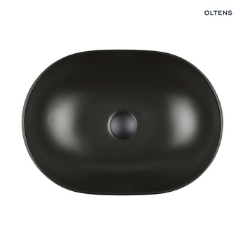Oltens Hamnes Thin umywalka 49,5x35,5 cm nablatowa owalna czarny mat 40319300